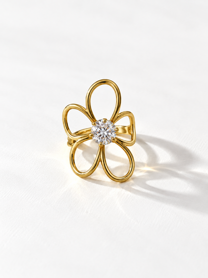 *restocking* Crystal Embellished Flower Ring - Freckled Poppy