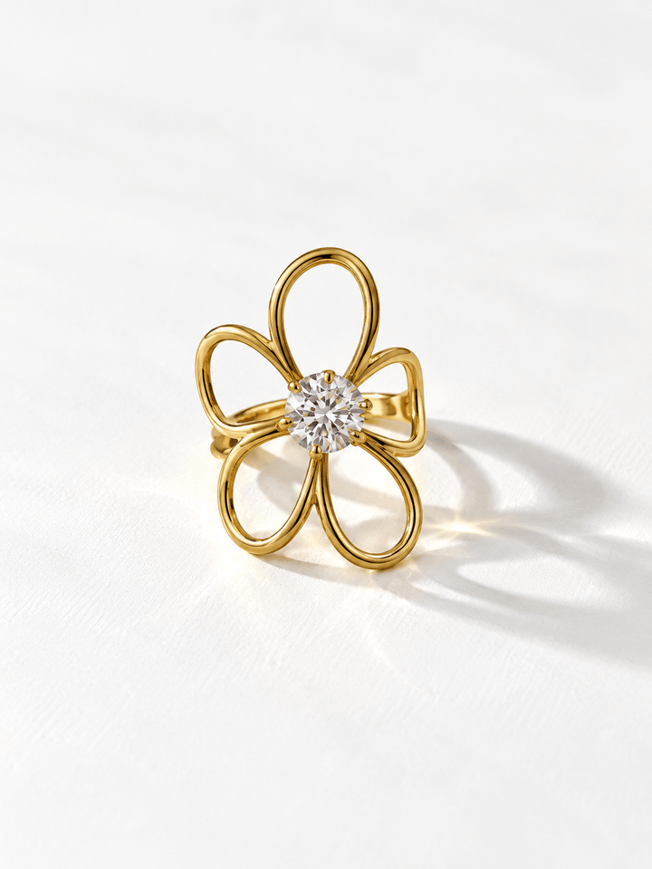 *restocking* Crystal Embellished Flower Ring - Freckled Poppy