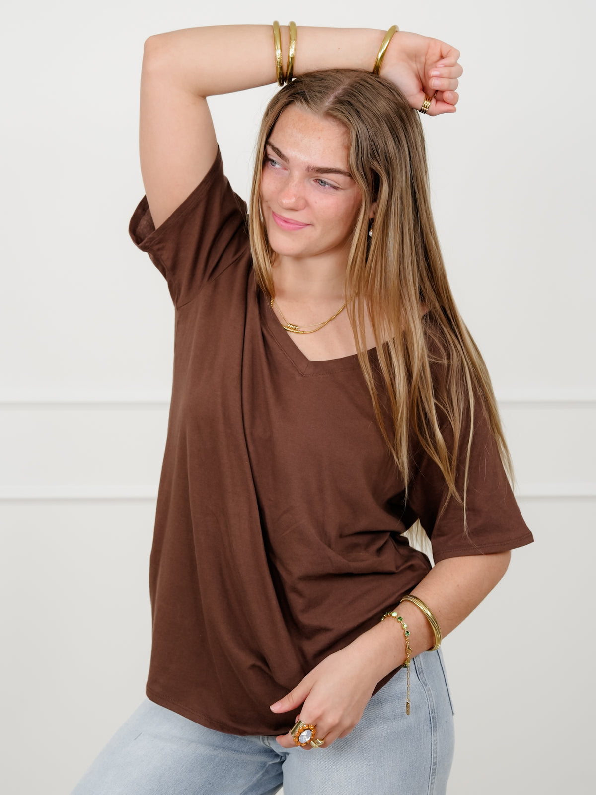 Door Buster! Plus/Reg Zenana Cotton Short Sleeve V Neck Tee - Freckled Poppy
