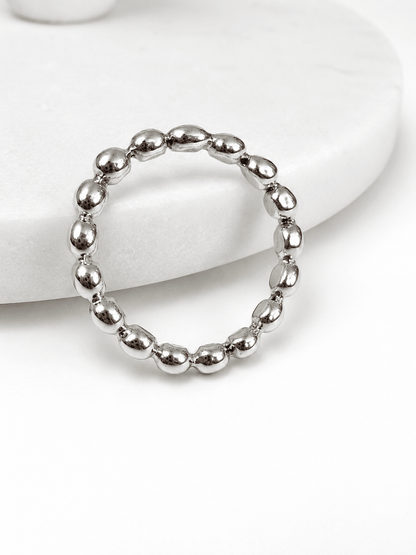 BOHO SOL Multi Ball Silver Stacker Ring - Freckled Poppy