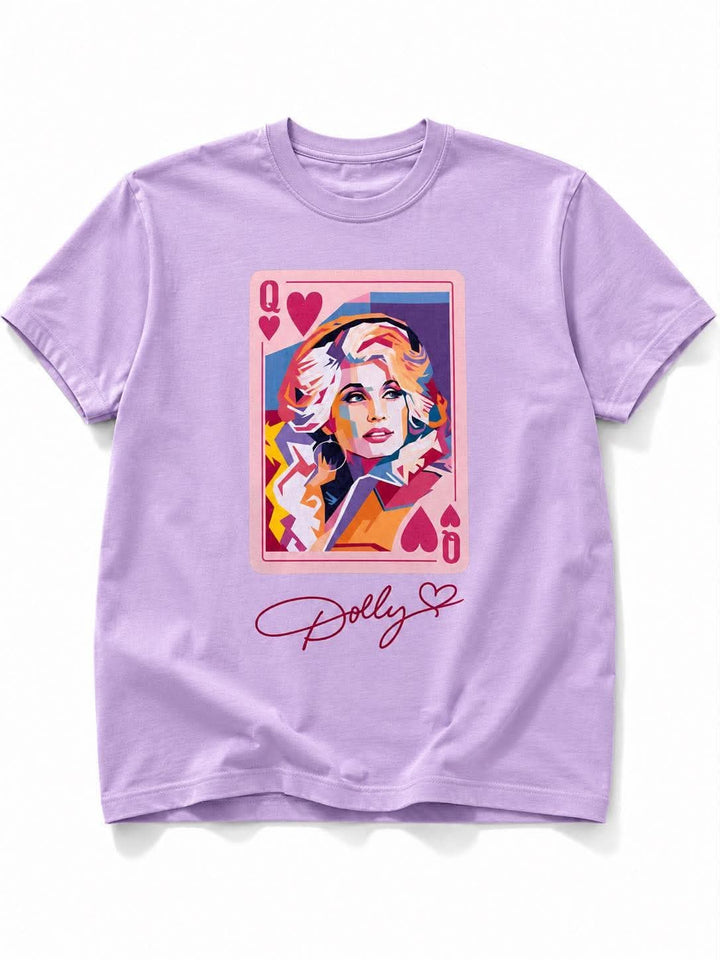Plus/Reg Short Sleeve Dolly Queen of Hearts Graphic Tee - Freckled Poppy