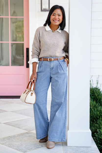 Risen The Windsor Relaxed Waist Wide Leg Jeans - Freckled Poppy