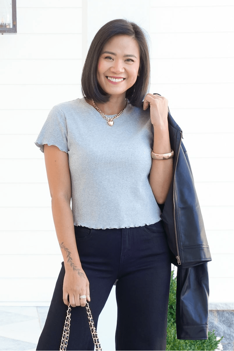 Ribbed Knit Short Sleeve Top - Freckled Poppy