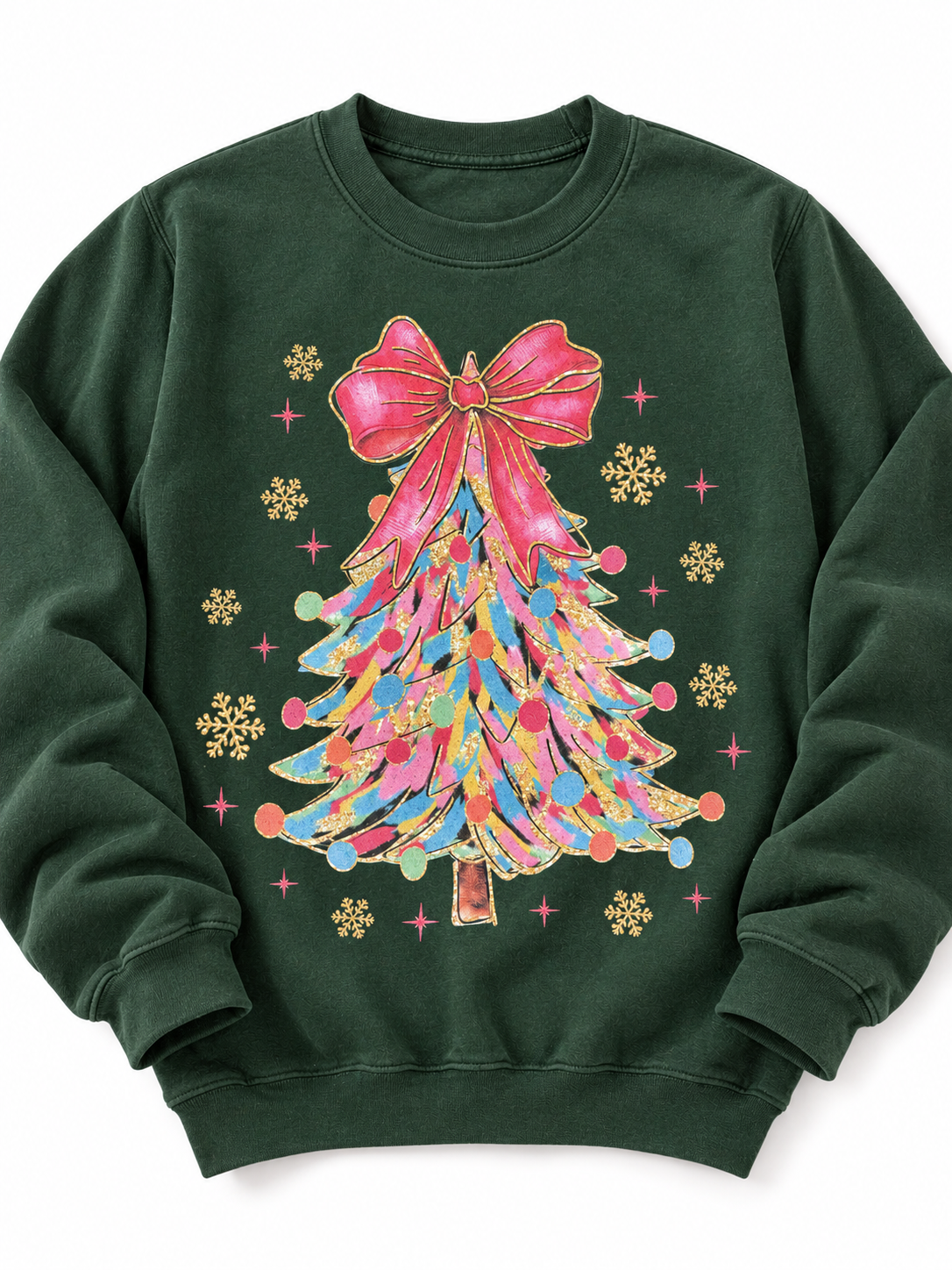 Plus/Reg Long Sleeve Brushstroke Christmas Tree Graphic Sweatshirt