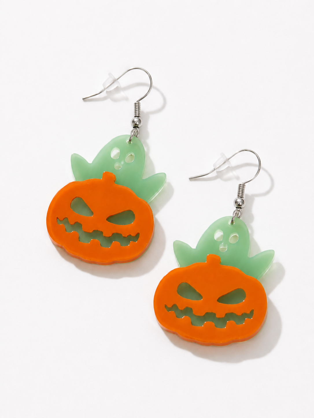 Halloween Glow in the Dark Ghost Pumpkin Acrylic Earrings - Freckled Poppy