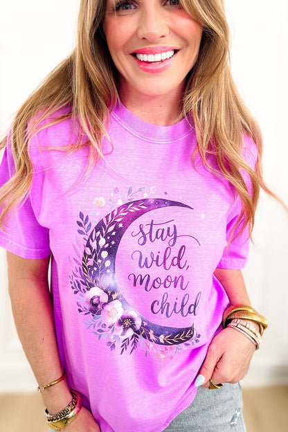 Plus/Reg Short Sleeve "Stay Wild Moon Child" Graphic Tee - Freckled Poppy