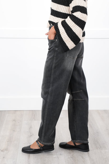 Restock! Mica Super High Rise Black Barrel Jeans
