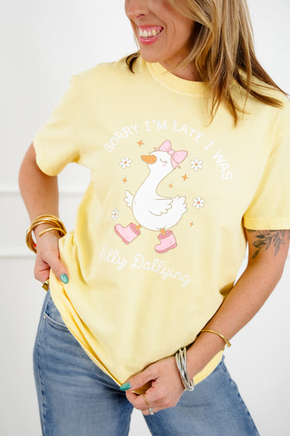 Plus/Reg Short Sleeve "Sorry I'm Late" Graphic Tee - Freckled Poppy