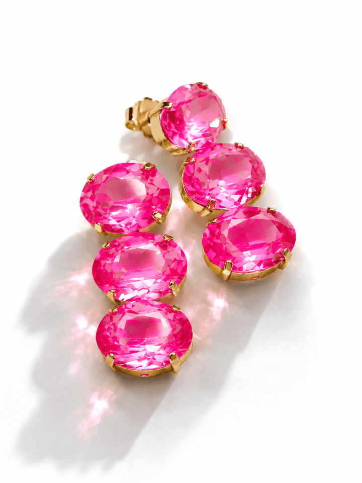 TOVA Hazel Pink Crystal Drop Earrings - Freckled Poppy