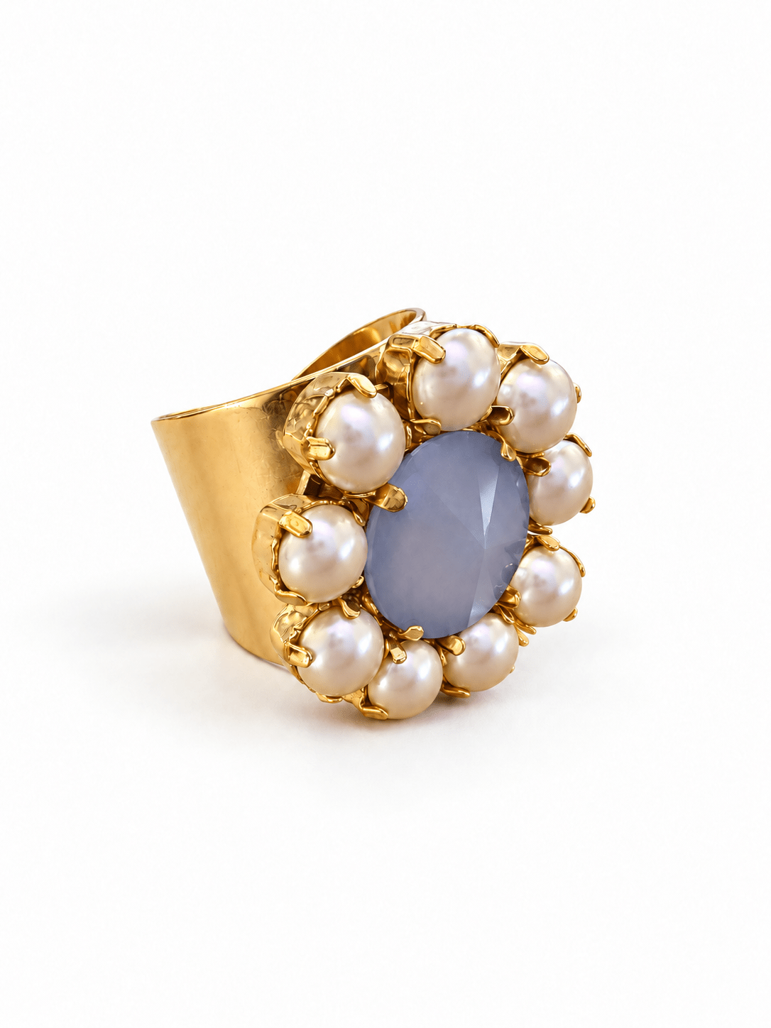 TOVA Twiggy Plus Crystal and Pearl Ring - Freckled Poppy