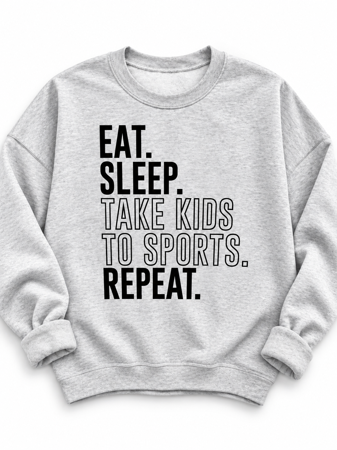 Plus/Reg Long Sleeve "Eat Sleep Sports Repeat" Graphic Sweatshirt - Freckled Poppy