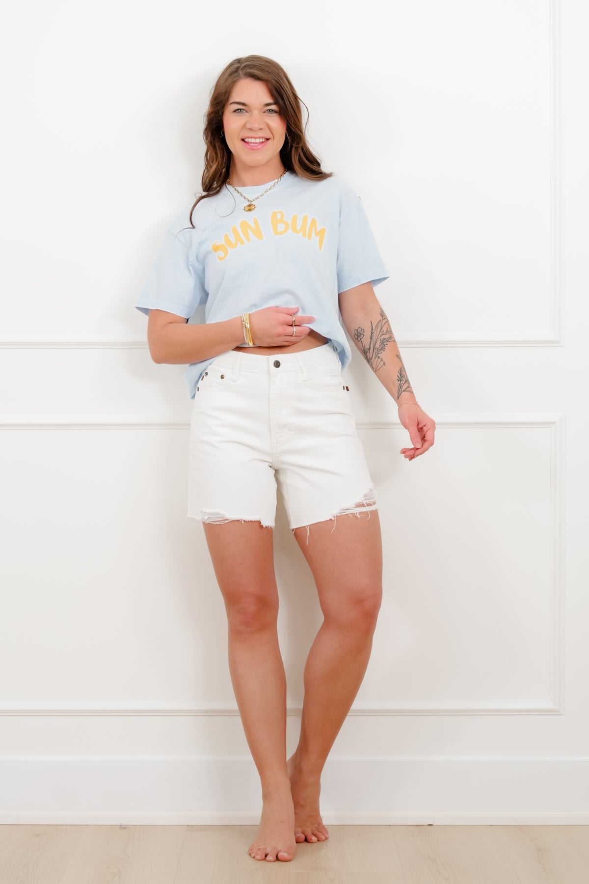 Judy Blue White Rigid Magic Dad Shorts with Cell Phone Pocket - Freckled Poppy