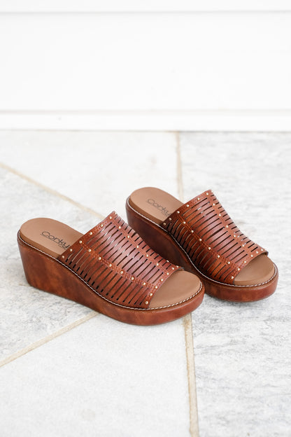 Corky's Much Better Studded Cutout Slide Wedge Sandal - Freckled Poppy