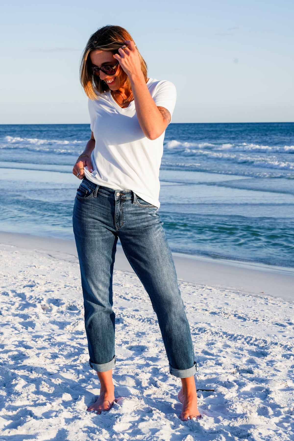Restock! Judy Blue Mid Rise Dark Vintage Wash Non-Distressed Boyfriend - Freckled Poppy