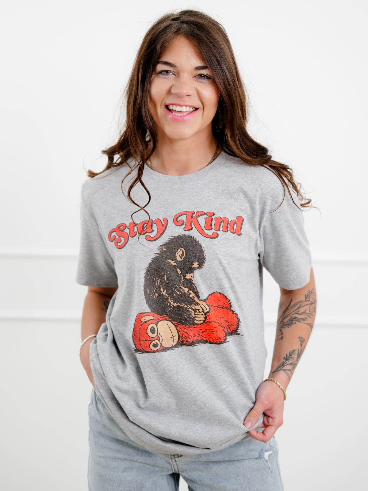 Plus/Reg Short Sleeve "Stay Kind" Graphic Tee - Freckled Poppy