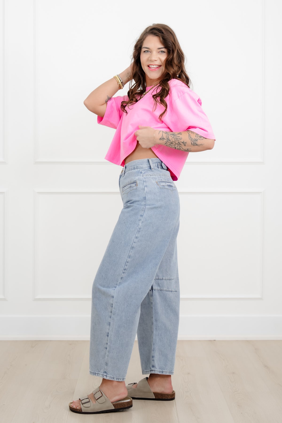 Restocks! Light Wash High Rise Barrel Jeans - Freckled Poppy