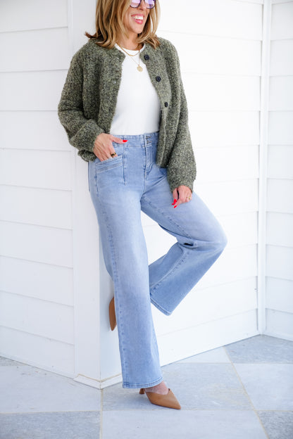 Mica High Rise Light Wash Wide Leg Jeans - Freckled Poppy