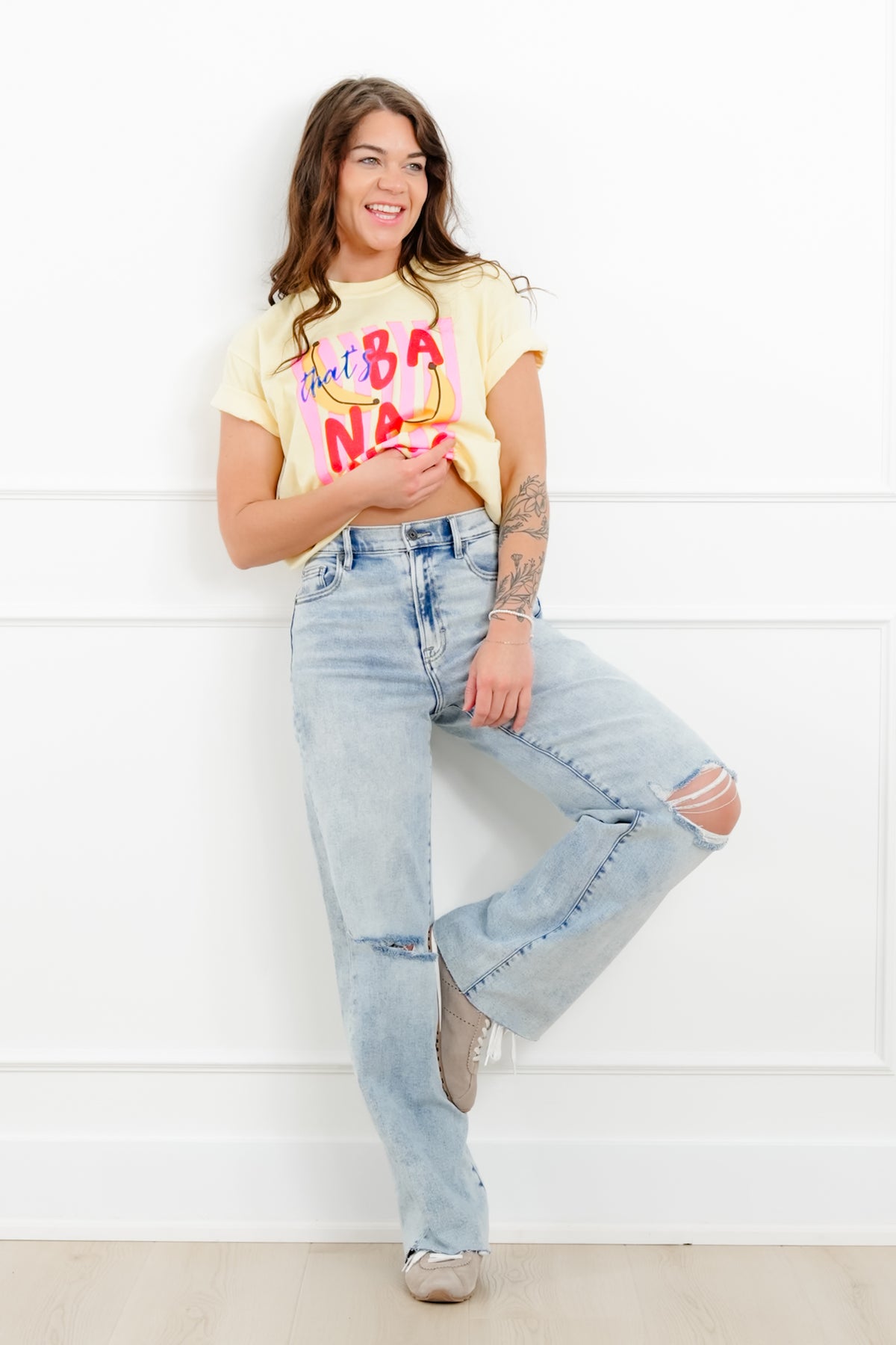 Hidden High Rise Light Wash Distressed Dad Jeans - Freckled Poppy