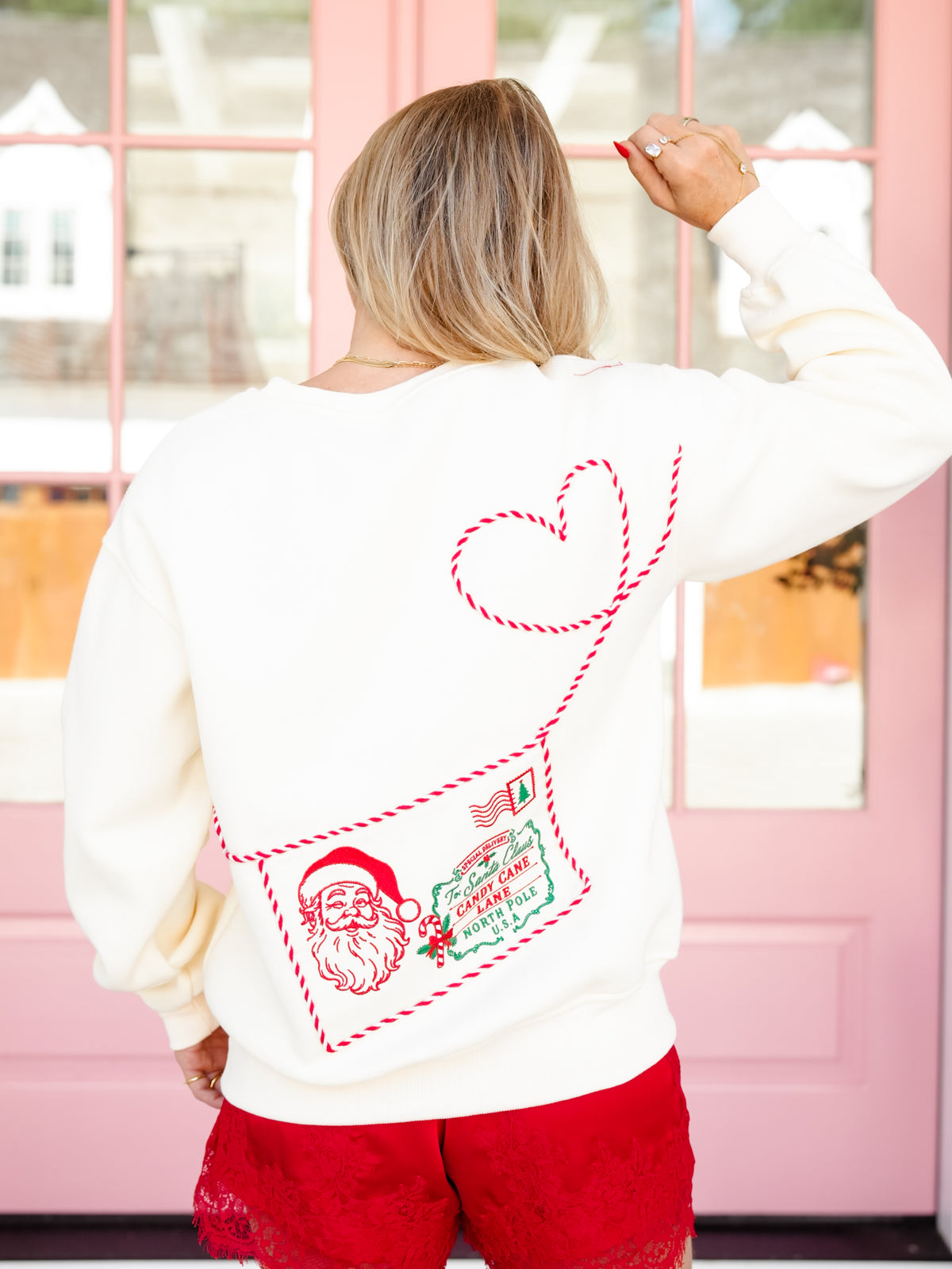 Santa Letter Envelope Pocket Fleeced Terry Sweatshirt