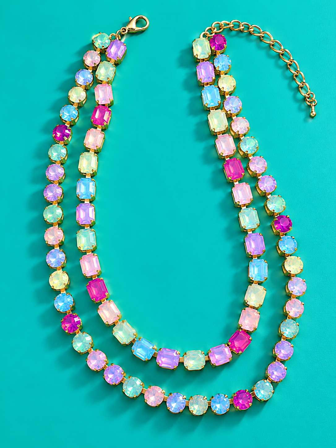 Rainbow Bright Candy-Colored Layered Gemstone Necklace