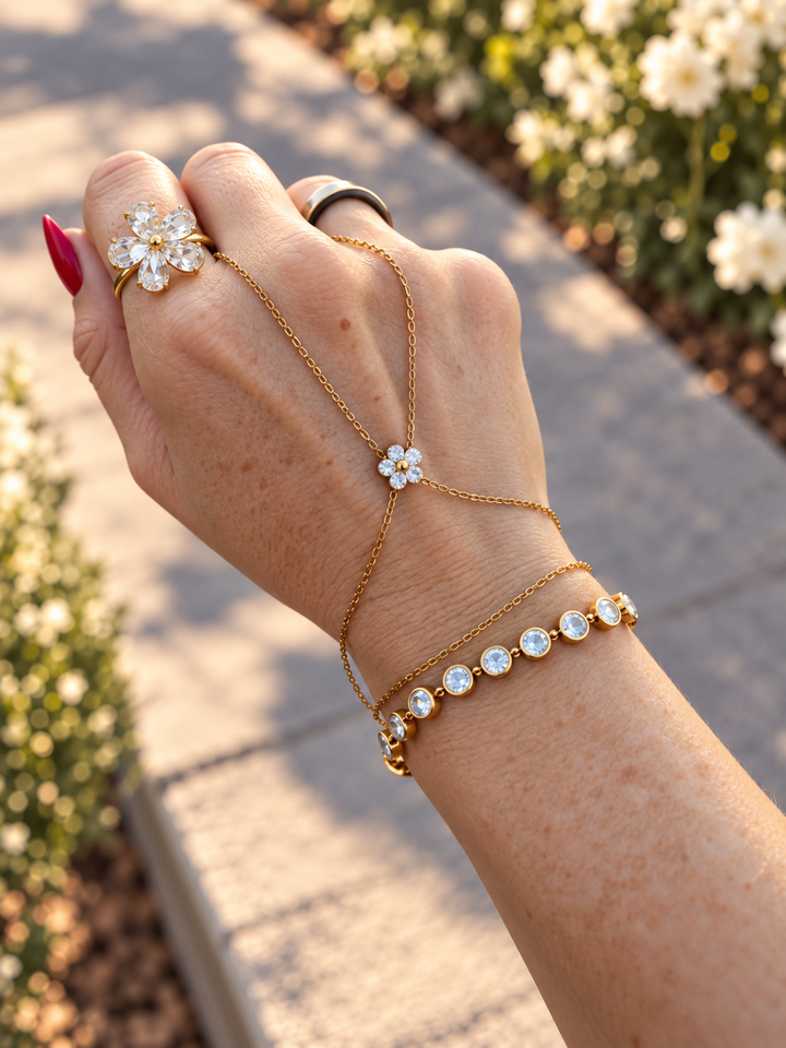 Double Layer Dainty Finger Bracelet - Freckled Poppy