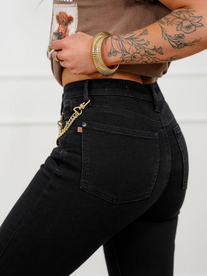 Judy Blue High Rise Black Petite/Reg Tummy Control Bootcut Jeans - Freckled Poppy