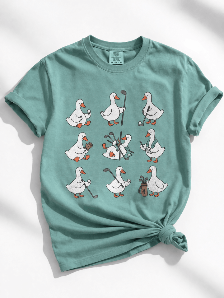 Plus/Reg Short Sleeve "Golf Duck'" Graphic Tee - Freckled Poppy