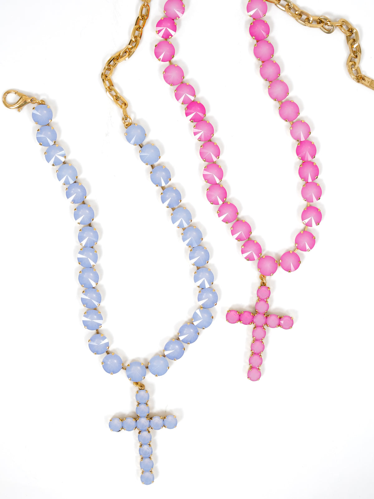 TOVA Donatella Crystal Cross Necklace - Freckled Poppy