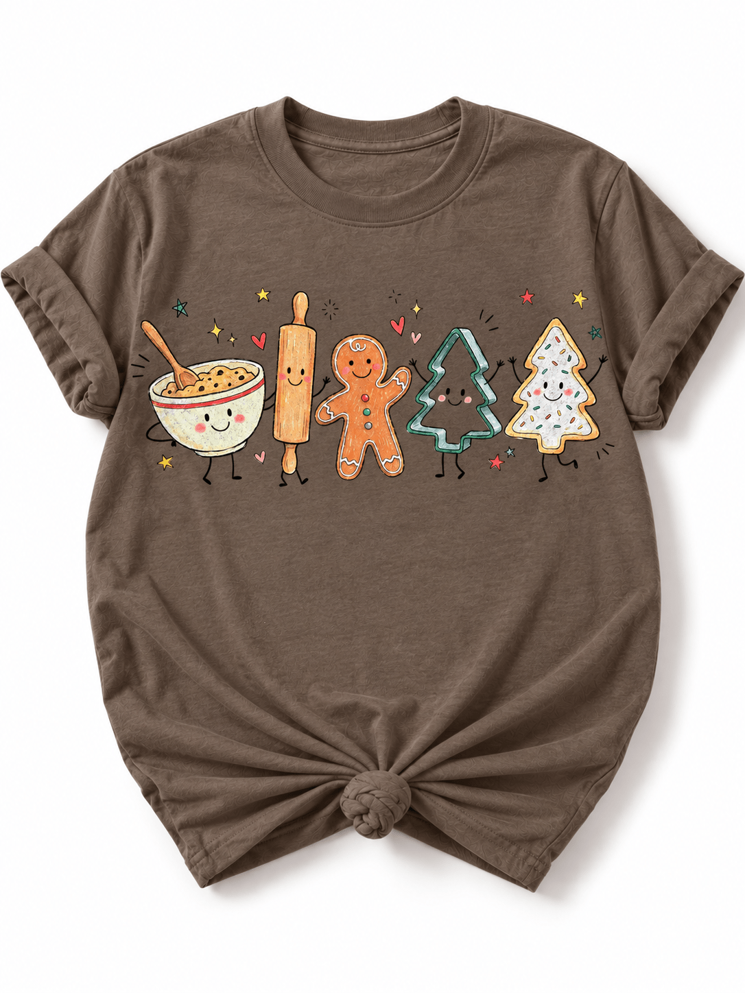 Plus/Reg Short Sleeve Christmas Cookies Baking Crew Graphic Tee - Freckled Poppy