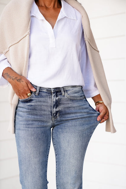 Judy Blue Holy Grail 2.0 Light Wash Mid Rise Bootcut - Freckled Poppy