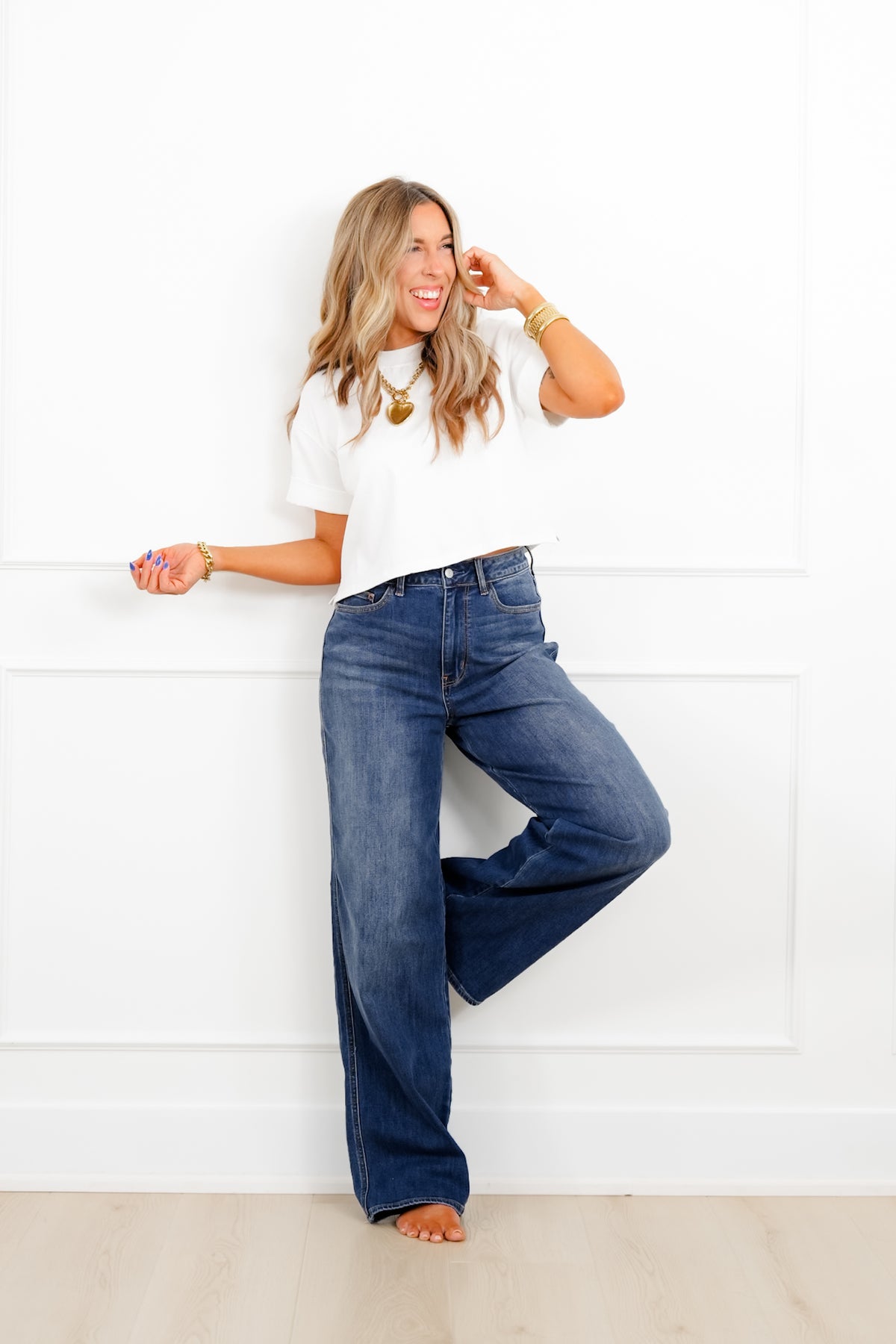 Judy Blue Everyday Icon High Rise Multiple Inseam Dark Wash Wilhelmina Baggy Jeans - Freckled Poppy