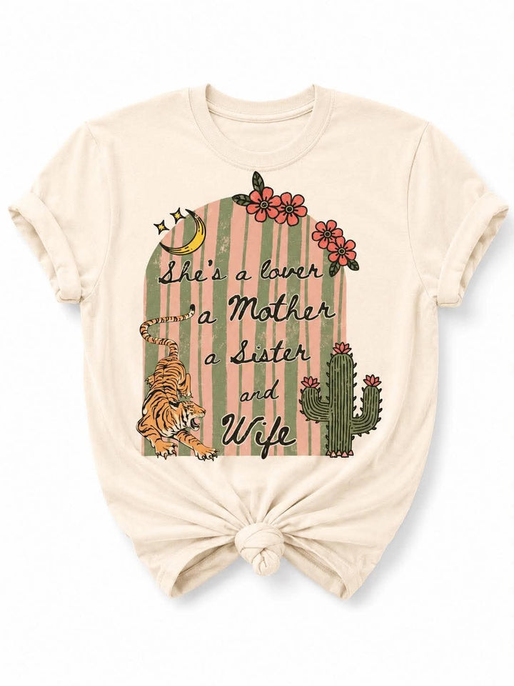 Plus/Reg Short Sleeve "She's a Lover" Western Graphic Tee - Freckled Poppy