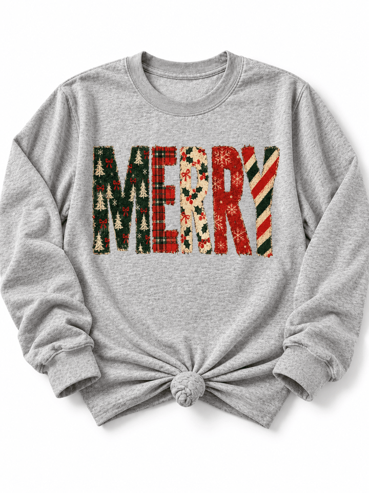 Plus/Reg "Merry" Christmas Graphic Sweatshirt - Freckled Poppy