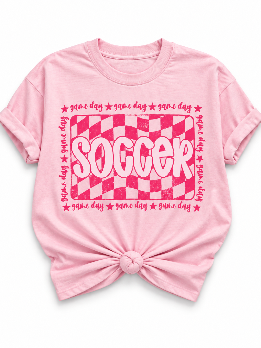Plus/Reg Short Sleeve Pink "Game Day Soccer" Graphic Tee - Freckled Poppy