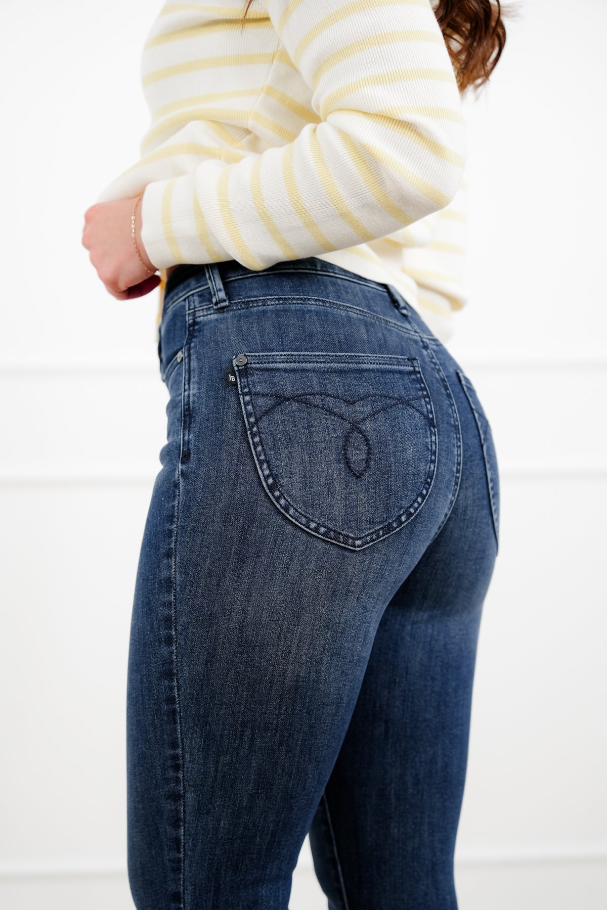 Judy Blue High Rise Dark Wash Tummy Control Capri Jeans with Shield Back Pockets - Freckled Poppy