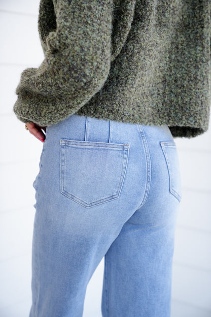 Mica High Rise Light Wash Wide Leg Jeans - Freckled Poppy