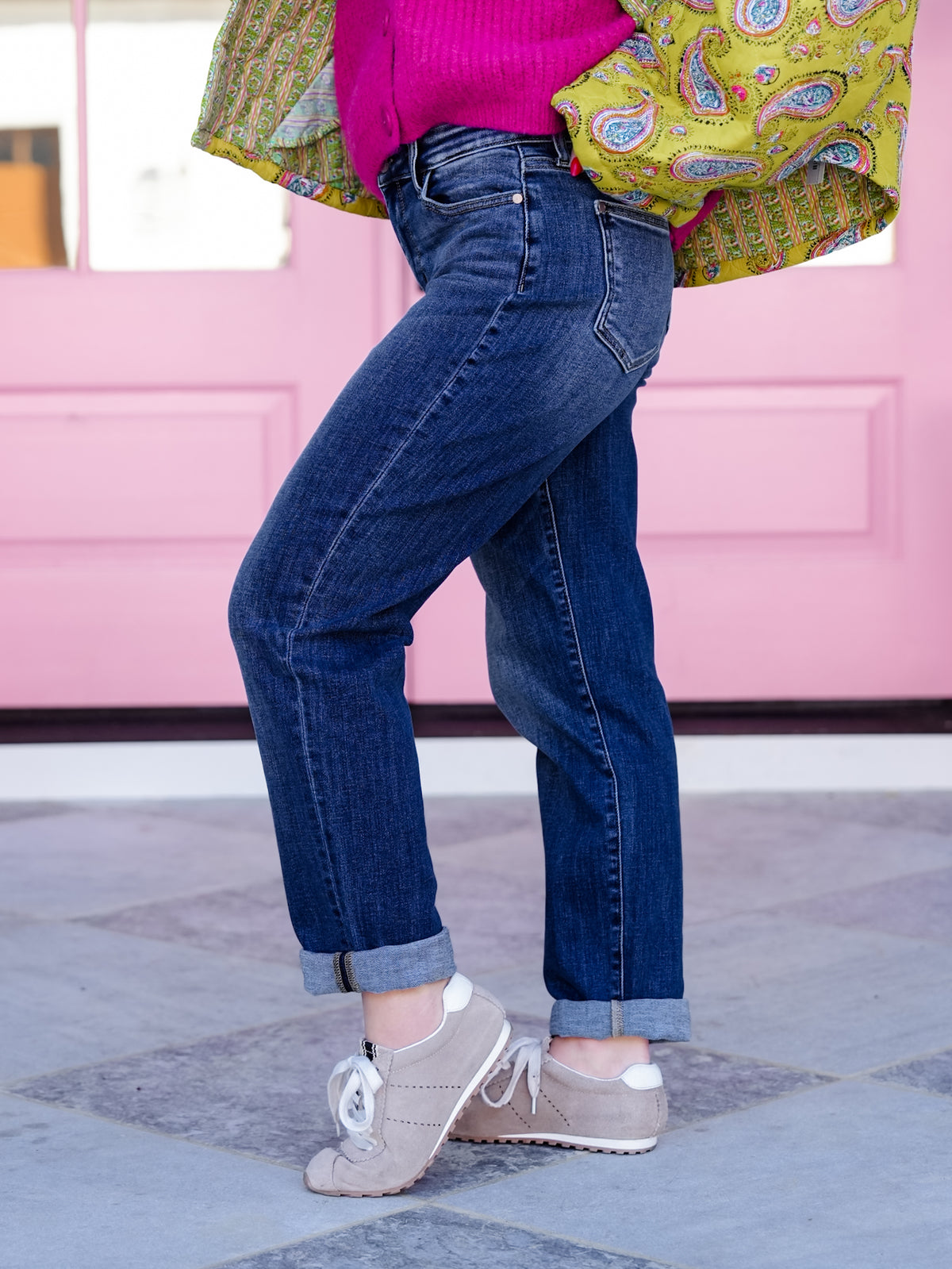 Judy Blue Mid Rise Dark Wash Billie Boyfriend Jeans - Freckled Poppy