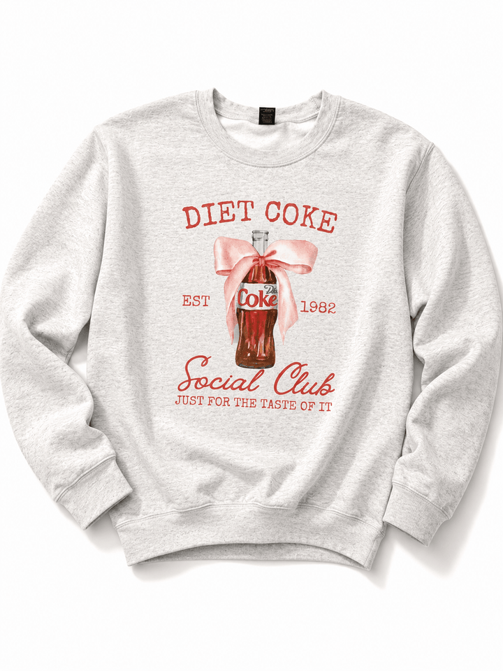 Plus/Reg Long Sleeve "Diet Coke Social Club" Graphic Sweatshirt - Freckled Poppy