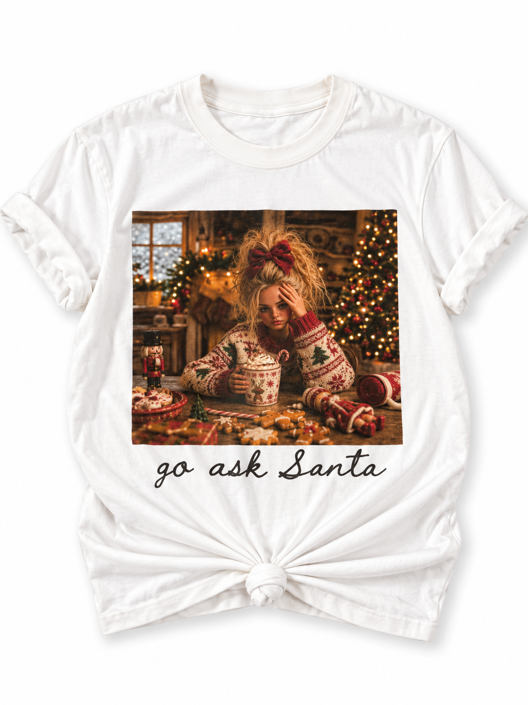 Plus/Reg Short Sleeve Go Ask Santa Christmas Graphic Tee