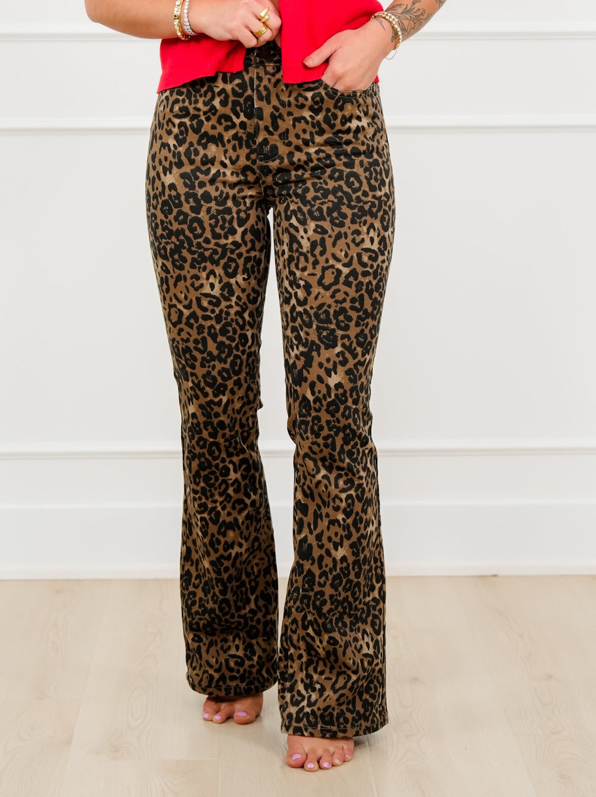 Judy Blue High Rise Leopard Bootcut Jeans - Freckled Poppy