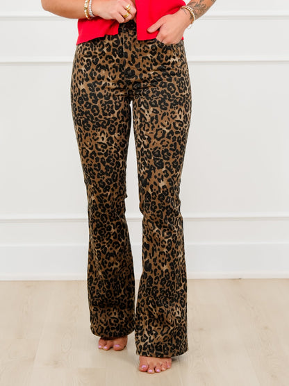 Judy Blue High Rise Leopard Bootcut Jeans - Freckled Poppy