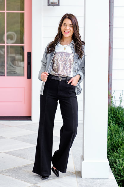 Judy Blue High Rise Black Retro Wide Leg Jeans - Freckled Poppy