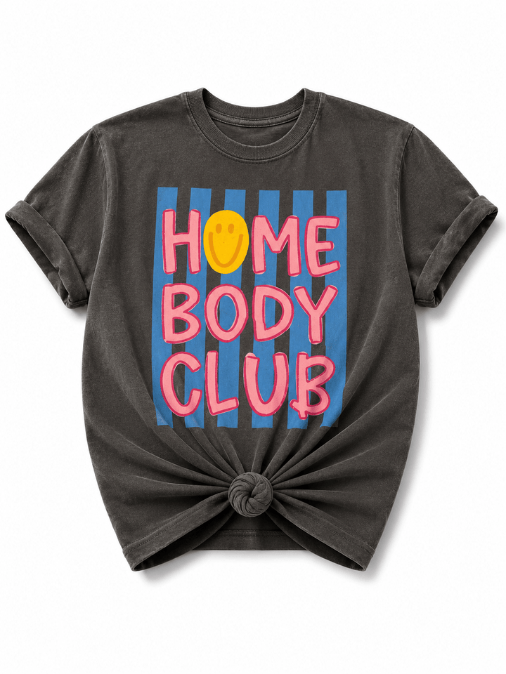 Plus/Reg Short Sleeve "Home Body Club" Graphic Tee - Freckled Poppy