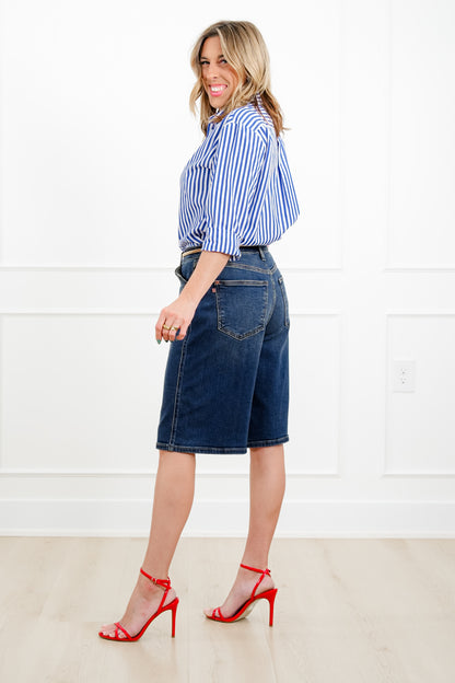 Judy Blue Dark Wash Jort - Freckled Poppy