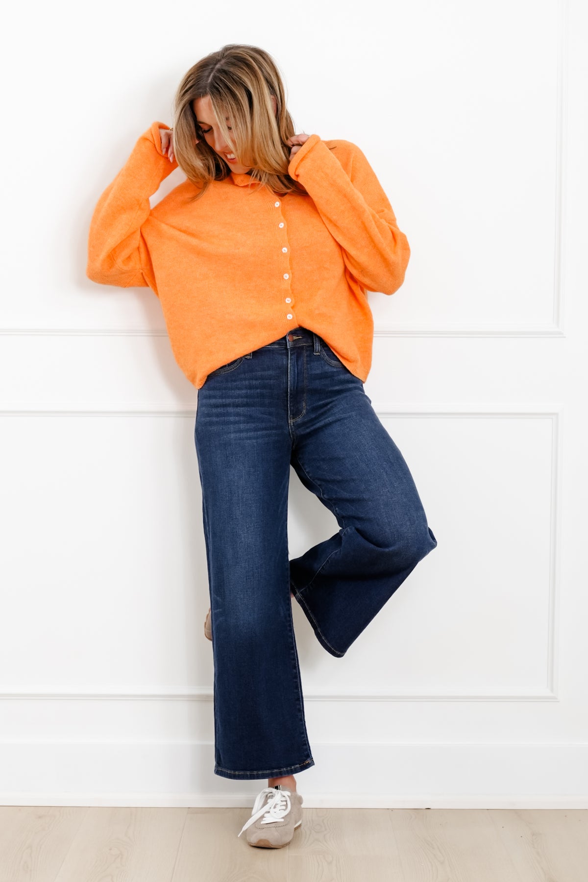 Judy Blue High Rise Dark Wash Ankle Wide Leg Jeans - Freckled Poppy