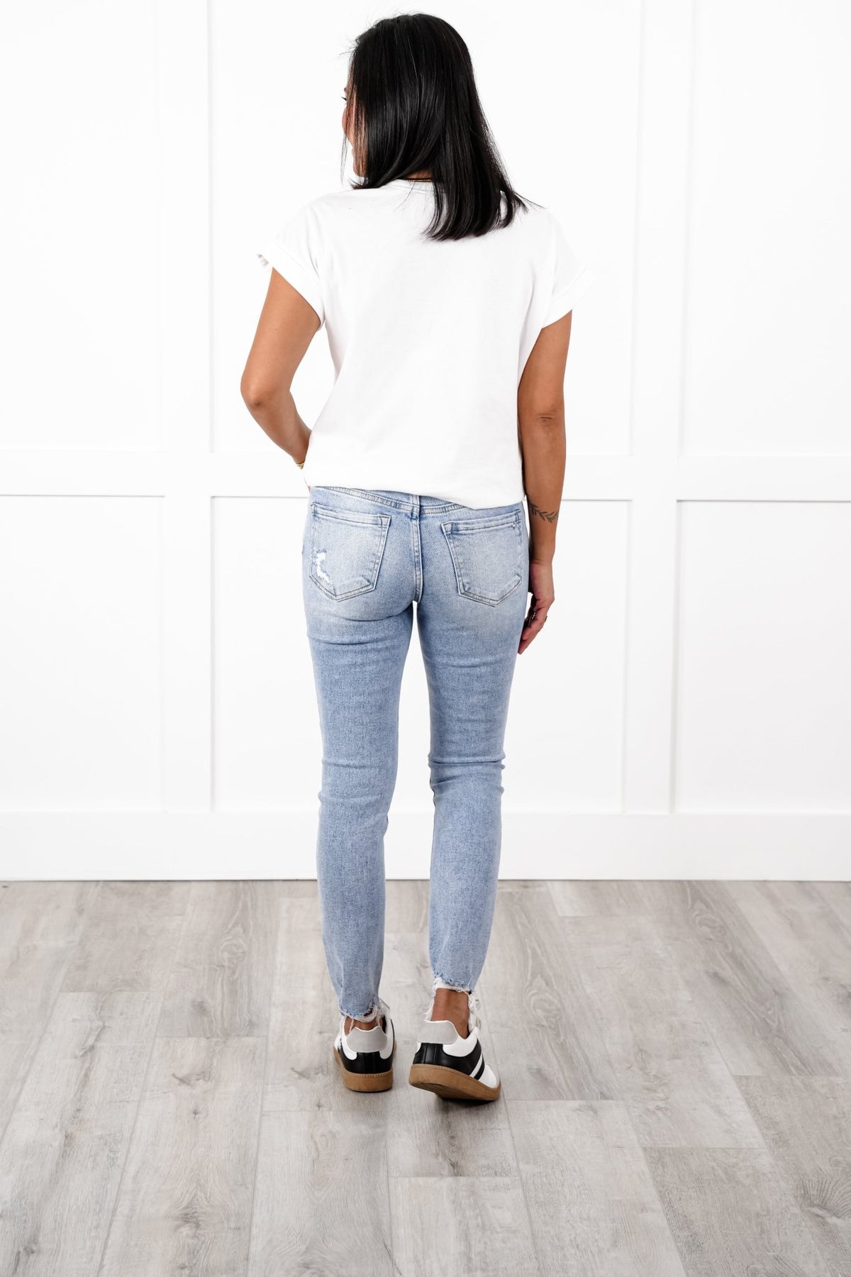 Restock! Mica Mid Rise Light Wash Button Fly Cropped Skinny Jeans