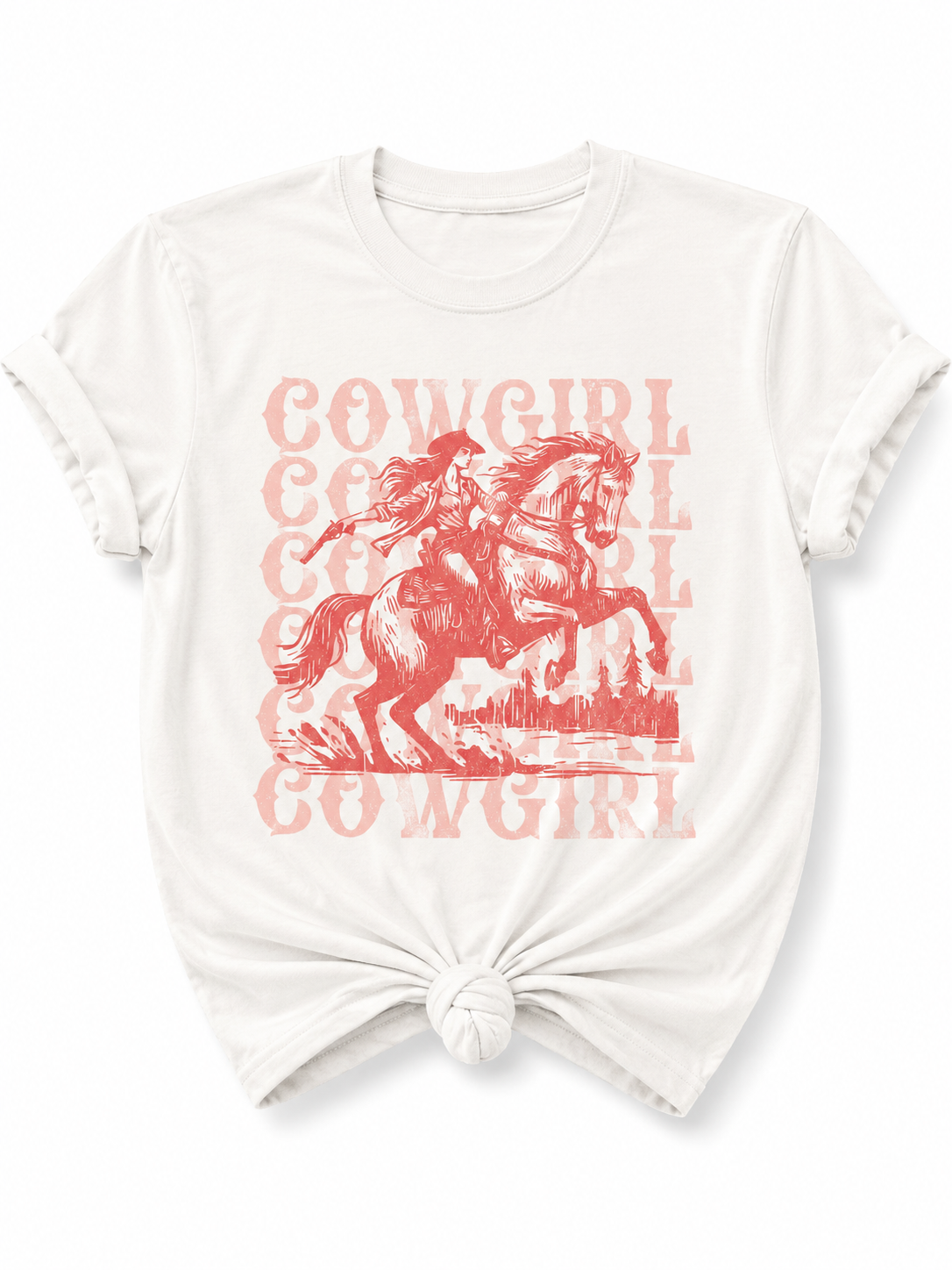 Plus/Reg Short Sleeve Cowgirl Western Graphic Tee - Freckled Poppy