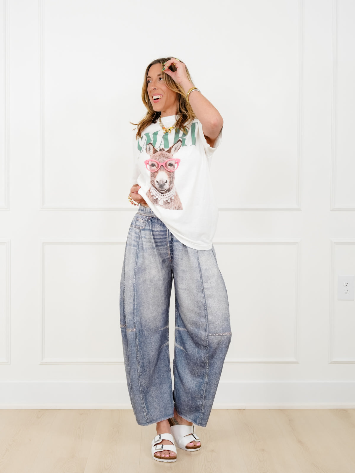 Restock! Plus/Reg Acid Print Elastic Waist Barrel Pants - Freckled Poppy