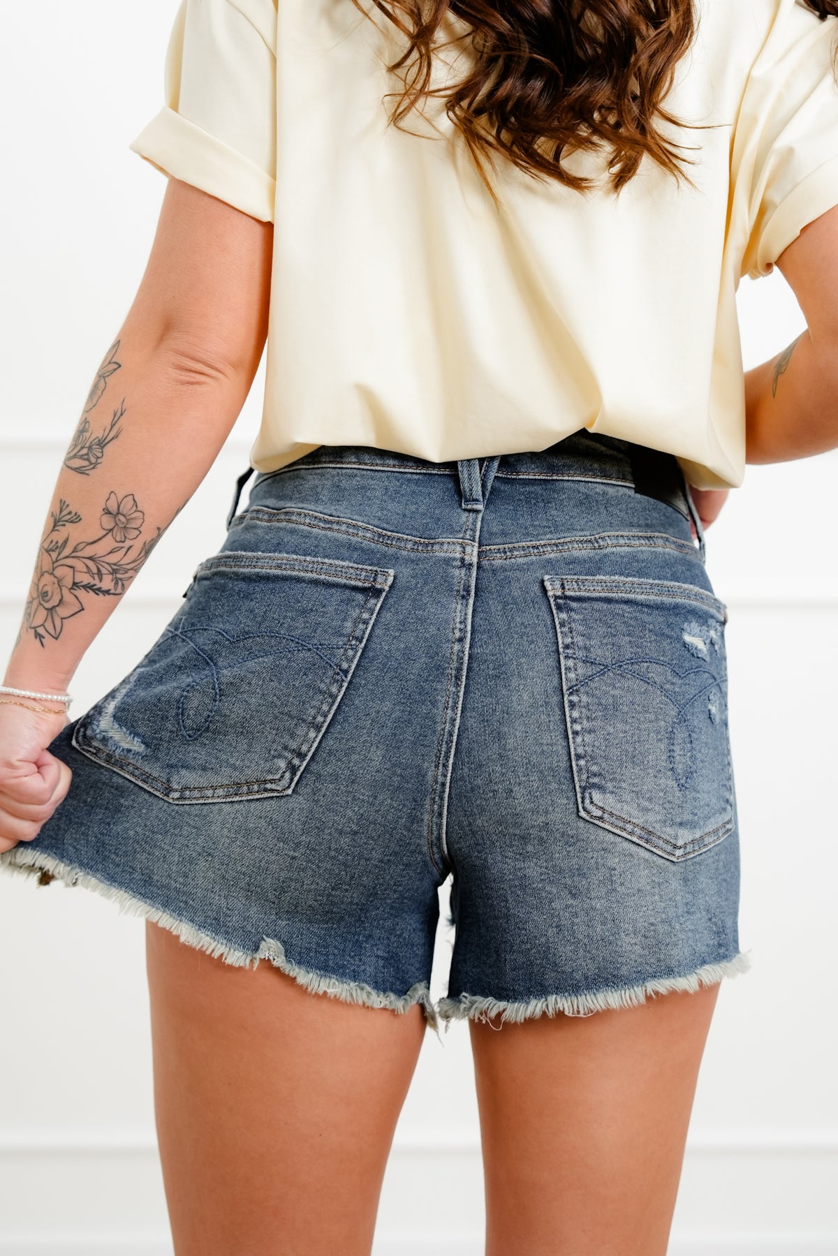Judy Blue Dark Wash Rigid Magic Cut Off Shorts - Freckled Poppy