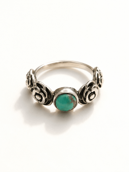 BOHO SOL Silver and Turquoise Multi Rose Stacker Ring - Freckled Poppy